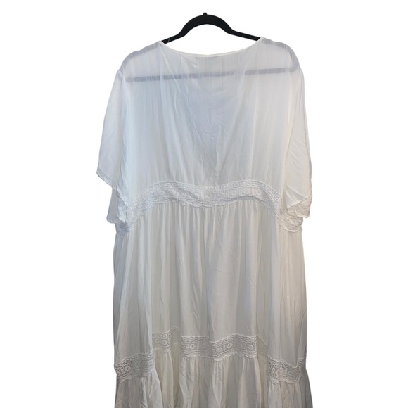 Bloomchic Plus Size White crochet boho Kimono Cardigan cover up duster Sz 22 - Picture 5 of 7